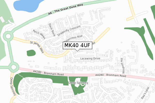MK40 4UF map - large scale - OS Open Zoomstack (Ordnance Survey)