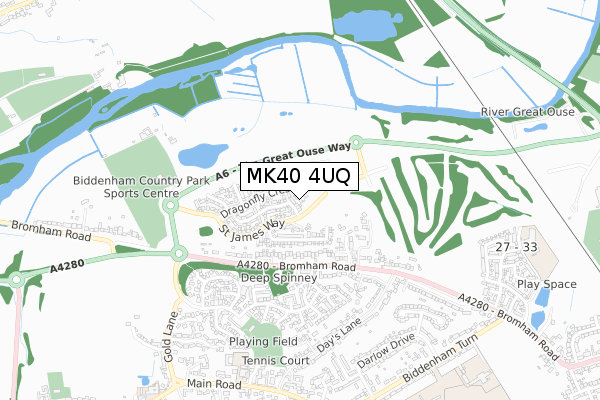 MK40 4UQ map - small scale - OS Open Zoomstack (Ordnance Survey)