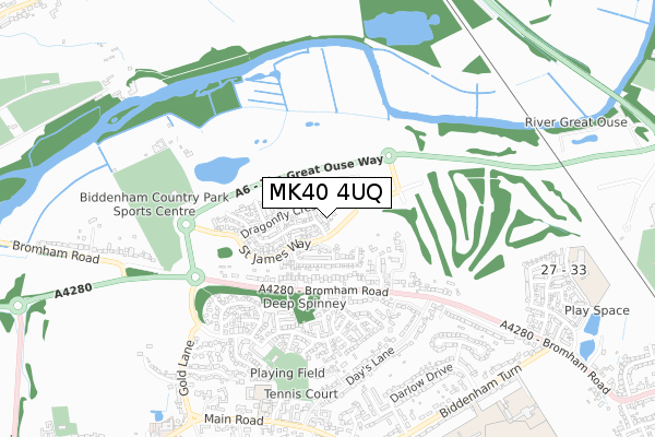 MK40 4UQ map - small scale - OS Open Zoomstack (Ordnance Survey) MK40 4UQ map - small scale - OS Open Zoomstack (Ordnance Survey)