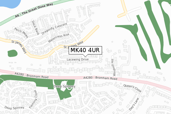 MK40 4UR map - large scale - OS Open Zoomstack (Ordnance Survey)