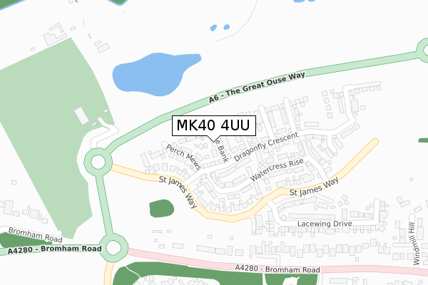 MK40 4UU map - large scale - OS Open Zoomstack (Ordnance Survey)