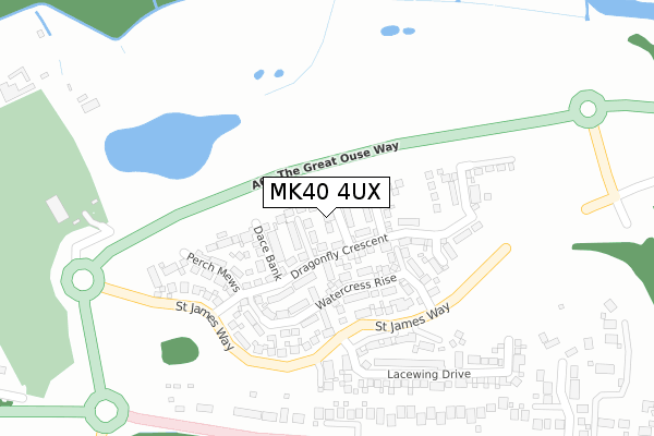 MK40 4UX map - large scale - OS Open Zoomstack (Ordnance Survey)