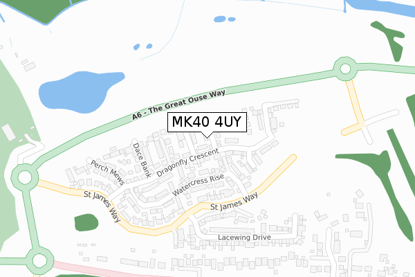 MK40 4UY map - large scale - OS Open Zoomstack (Ordnance Survey)