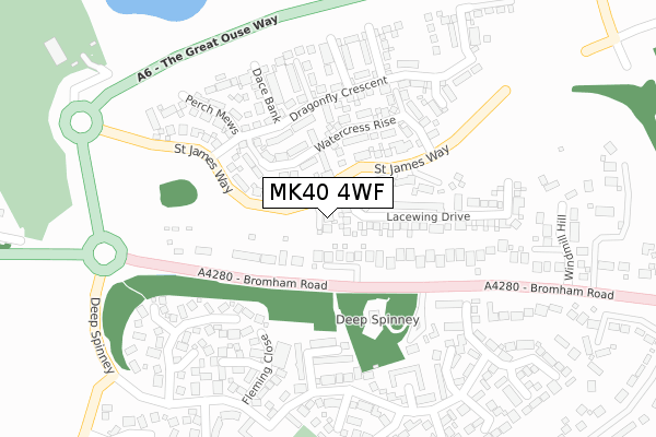 MK40 4WF map - large scale - OS Open Zoomstack (Ordnance Survey)
