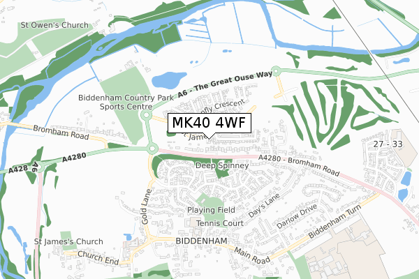 MK40 4WF map - small scale - OS Open Zoomstack (Ordnance Survey)