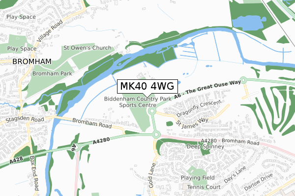 MK40 4WG map - small scale - OS Open Zoomstack (Ordnance Survey)