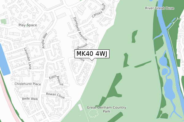 MK40 4WJ map - large scale - OS Open Zoomstack (Ordnance Survey)