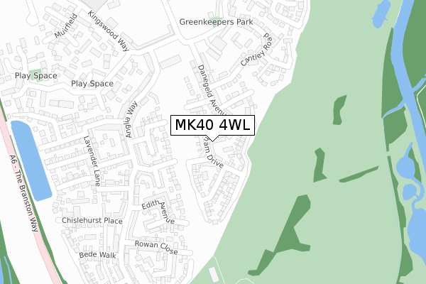 MK40 4WL map - large scale - OS Open Zoomstack (Ordnance Survey)