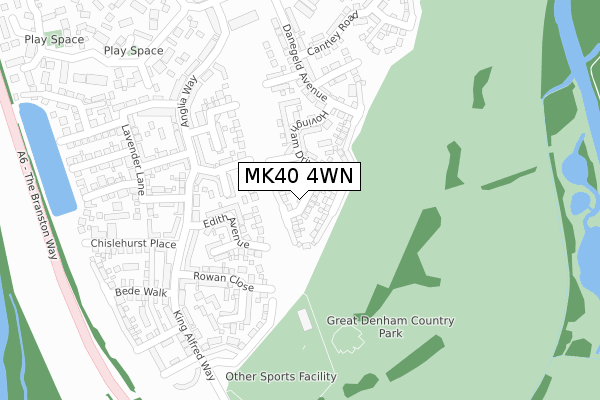 MK40 4WN map - large scale - OS Open Zoomstack (Ordnance Survey)