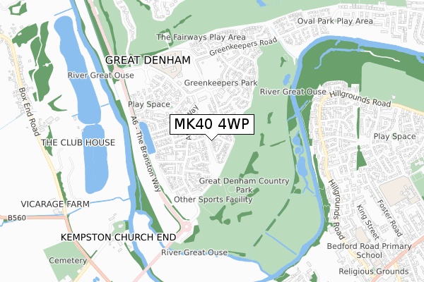 MK40 4WP map - small scale - OS Open Zoomstack (Ordnance Survey)