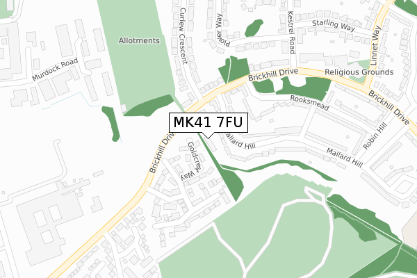 MK41 7FU map - large scale - OS Open Zoomstack (Ordnance Survey)