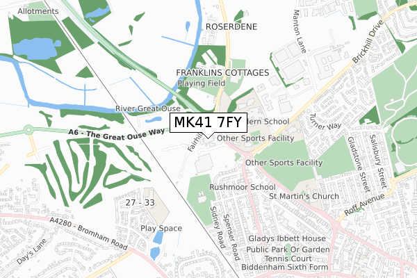 MK41 7FY map - small scale - OS Open Zoomstack (Ordnance Survey) MK41 7FY map - small scale - OS Open Zoomstack (Ordnance Survey)