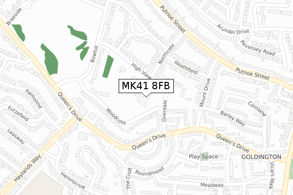MK41 8FB map - large scale - OS Open Zoomstack (Ordnance Survey)