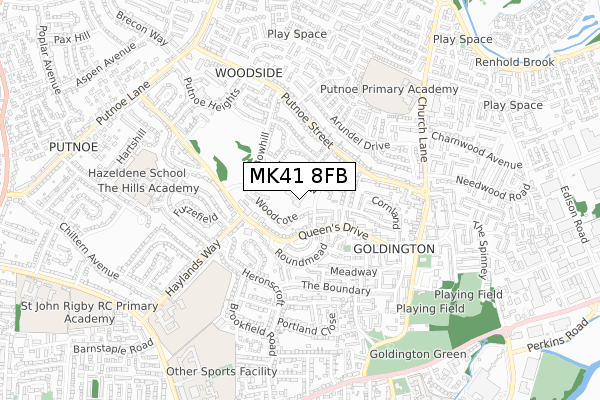 MK41 8FB map - small scale - OS Open Zoomstack (Ordnance Survey)