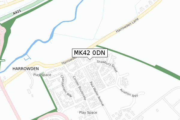 MK42 0DN map - large scale - OS Open Zoomstack (Ordnance Survey)