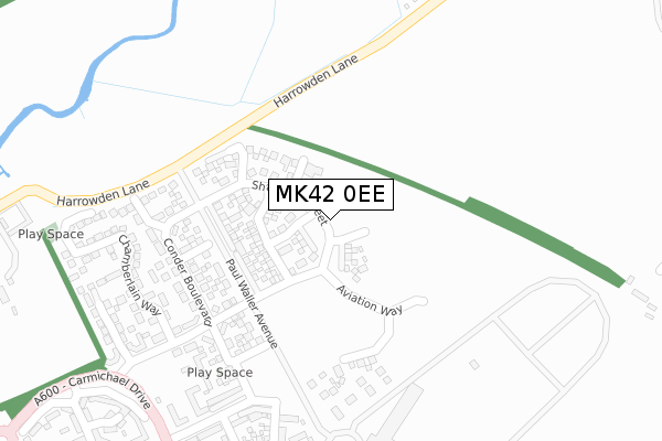 MK42 0EE map - large scale - OS Open Zoomstack (Ordnance Survey)