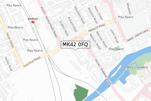 MK42 0FQ map - large scale - OS Open Zoomstack (Ordnance Survey)