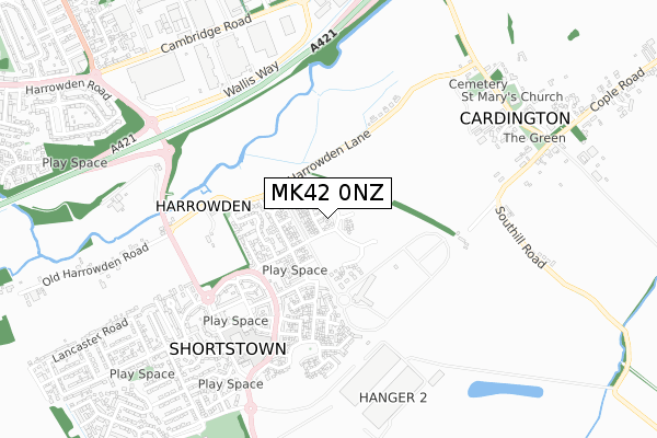 MK42 0NZ map - small scale - OS Open Zoomstack (Ordnance Survey)