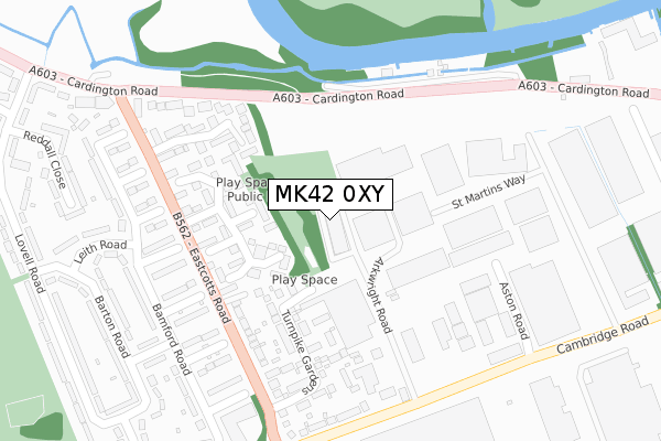 MK42 0XY map - large scale - OS Open Zoomstack (Ordnance Survey)