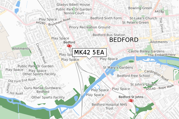 MK42 5EA map - small scale - OS Open Zoomstack (Ordnance Survey) MK42 5EA map - small scale - OS Open Zoomstack (Ordnance Survey)