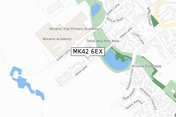 MK42 6EX map - large scale - OS Open Zoomstack (Ordnance Survey)