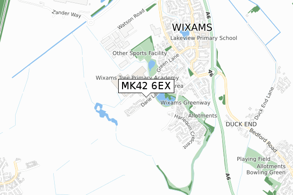 MK42 6EX map - small scale - OS Open Zoomstack (Ordnance Survey)