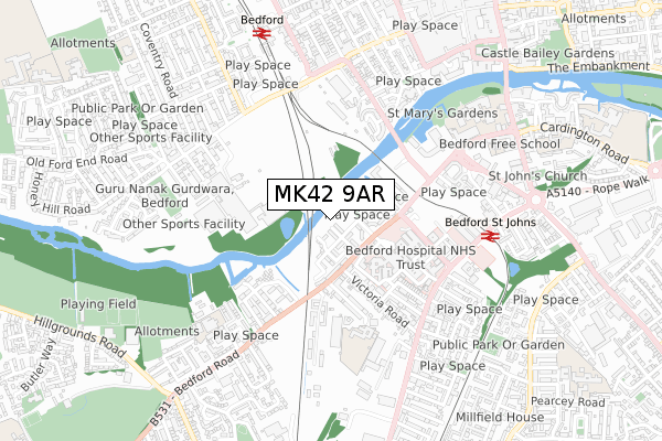 MK42 9AR map - small scale - OS Open Zoomstack (Ordnance Survey) MK42 9AR map - small scale - OS Open Zoomstack (Ordnance Survey)