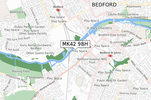 MK42 9BH map - small scale - OS Open Zoomstack (Ordnance Survey) MK42 9BH map - small scale - OS Open Zoomstack (Ordnance Survey)