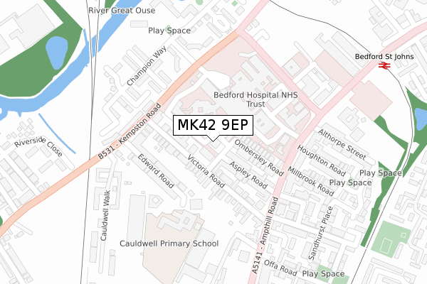MK42 9EP map - large scale - OS Open Zoomstack (Ordnance Survey)