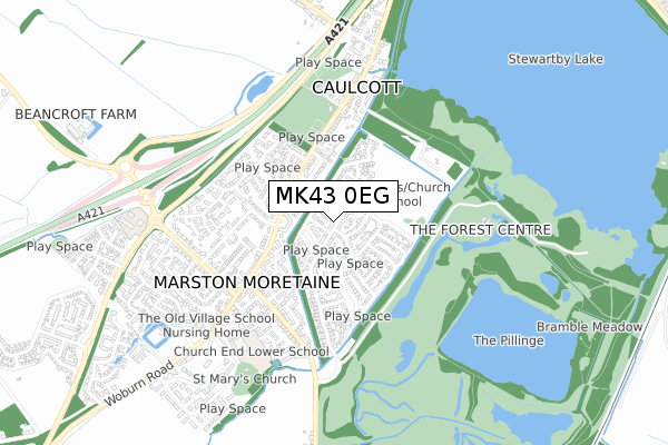 MK43 0EG map - small scale - OS Open Zoomstack (Ordnance Survey) MK43 0EG map - small scale - OS Open Zoomstack (Ordnance Survey)