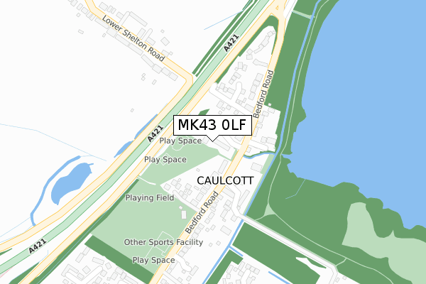 MK43 0LF map - large scale - OS Open Zoomstack (Ordnance Survey)