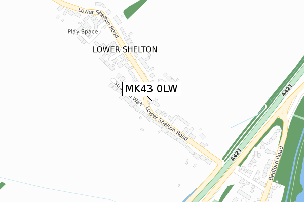 MK43 0LW map - large scale - OS Open Zoomstack (Ordnance Survey)
