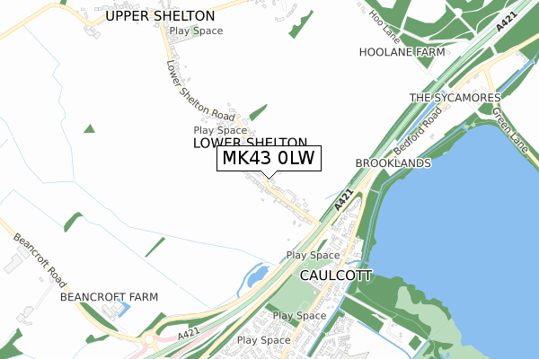 MK43 0LW map - small scale - OS Open Zoomstack (Ordnance Survey)