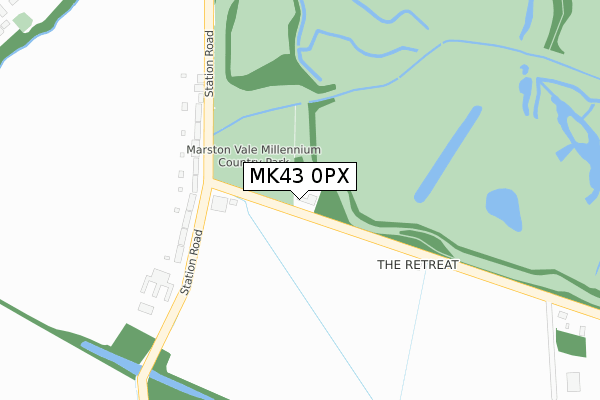 MK43 0PX map - large scale - OS Open Zoomstack (Ordnance Survey)