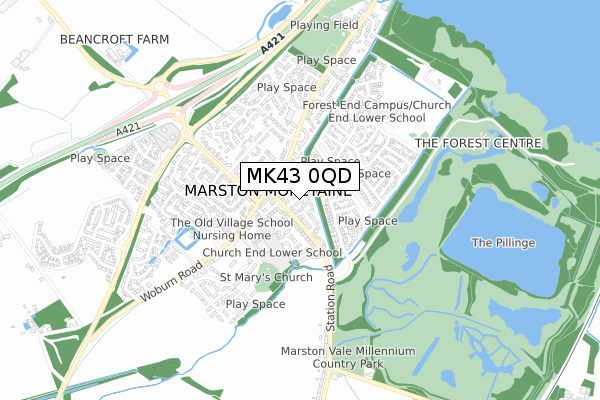 MK43 0QD map - small scale - OS Open Zoomstack (Ordnance Survey) MK43 0QD map - small scale - OS Open Zoomstack (Ordnance Survey)