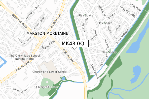 MK43 0QL map - large scale - OS Open Zoomstack (Ordnance Survey)