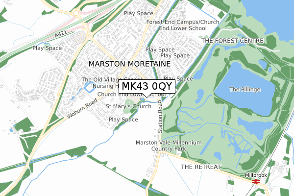 MK43 0QY map - small scale - OS Open Zoomstack (Ordnance Survey) MK43 0QY map - small scale - OS Open Zoomstack (Ordnance Survey)