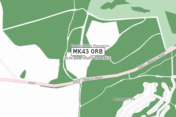 MK43 0RB map - large scale - OS Open Zoomstack (Ordnance Survey)
