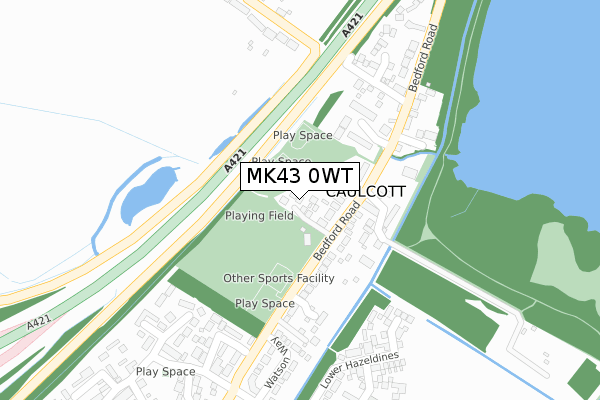 MK43 0WT map - large scale - OS Open Zoomstack (Ordnance Survey)