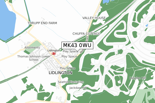 MK43 0WU map - small scale - OS Open Zoomstack (Ordnance Survey) MK43 0WU map - small scale - OS Open Zoomstack (Ordnance Survey)