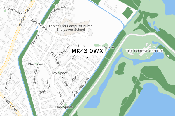MK43 0WX map - large scale - OS Open Zoomstack (Ordnance Survey) MK43 0WX map - large scale - OS Open Zoomstack (Ordnance Survey)