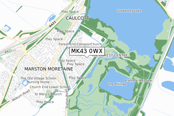 MK43 0WX map - small scale - OS Open Zoomstack (Ordnance Survey) MK43 0WX map - small scale - OS Open Zoomstack (Ordnance Survey)
