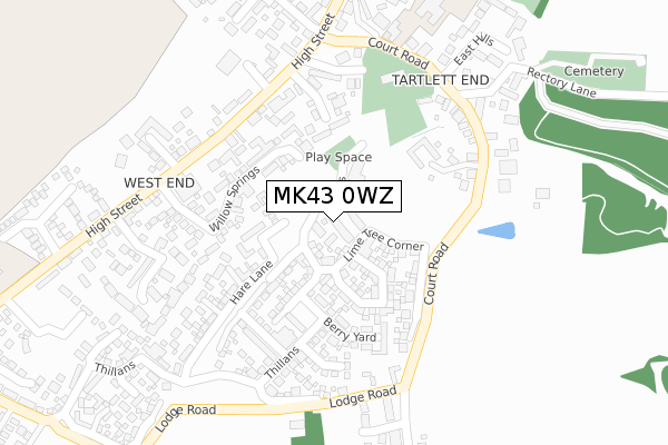 MK43 0WZ map - large scale - OS Open Zoomstack (Ordnance Survey) MK43 0WZ map - large scale - OS Open Zoomstack (Ordnance Survey)