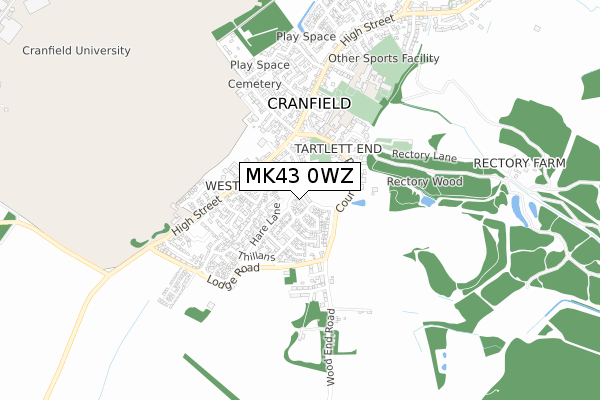 MK43 0WZ map - small scale - OS Open Zoomstack (Ordnance Survey) MK43 0WZ map - small scale - OS Open Zoomstack (Ordnance Survey)