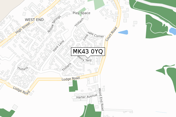 MK43 0YQ map - large scale - OS Open Zoomstack (Ordnance Survey) MK43 0YQ map - large scale - OS Open Zoomstack (Ordnance Survey)