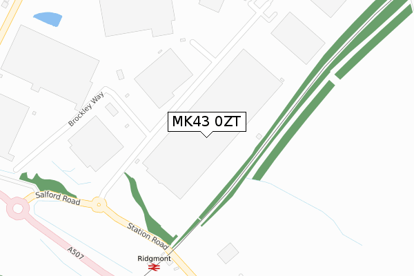 MK43 0ZT map - large scale - OS Open Zoomstack (Ordnance Survey)