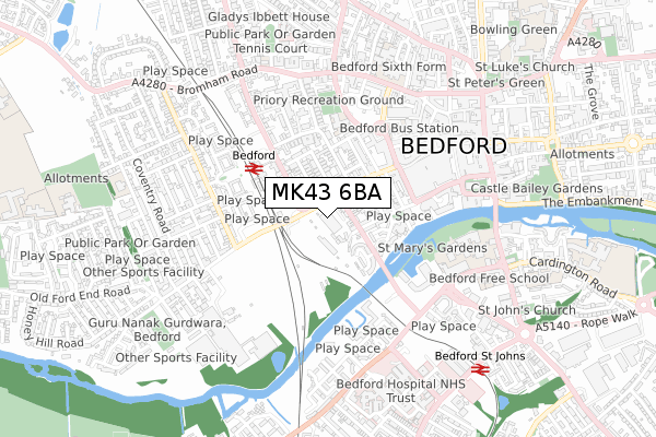 MK43 6BA map - small scale - OS Open Zoomstack (Ordnance Survey) MK43 6BA map - small scale - OS Open Zoomstack (Ordnance Survey)