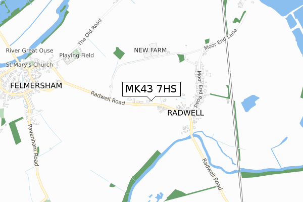 MK43 7HS map - small scale - OS Open Zoomstack (Ordnance Survey)