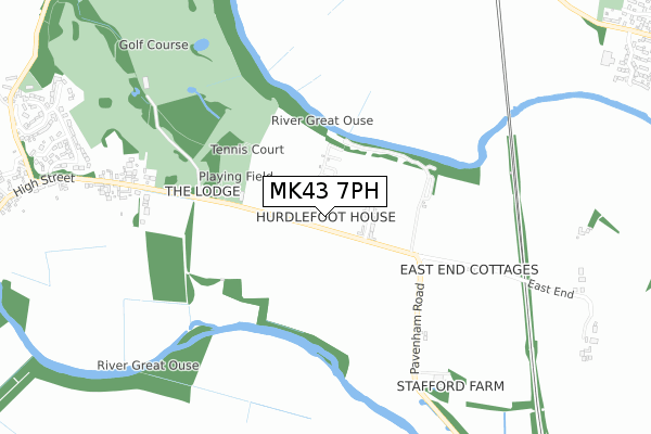 MK43 7PH map - small scale - OS Open Zoomstack (Ordnance Survey)