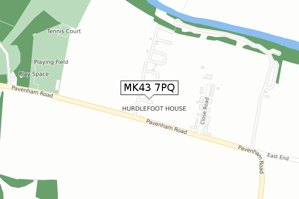 MK43 7PQ map - large scale - OS Open Zoomstack (Ordnance Survey)